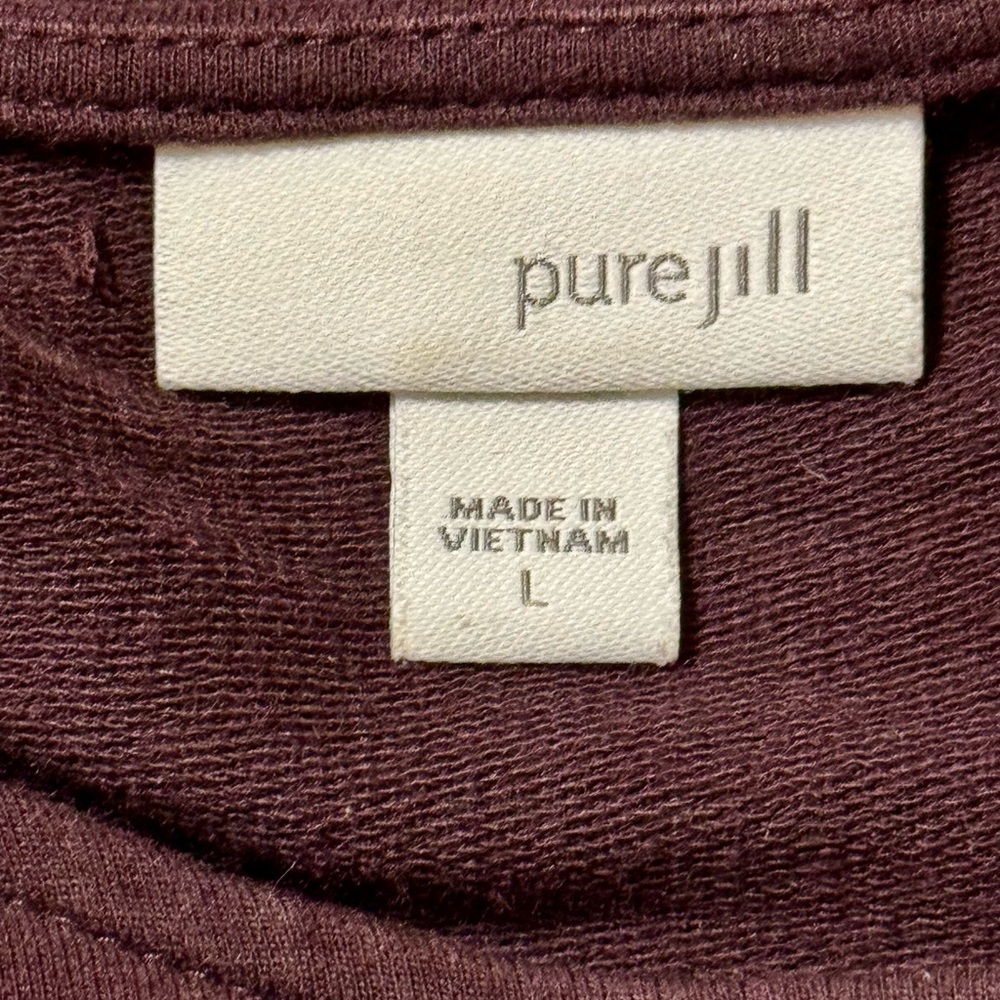 J Jill Pure Jill Plum Color Long Sleeve Pima Cotton Tunic Dress - Picture 8 of 9